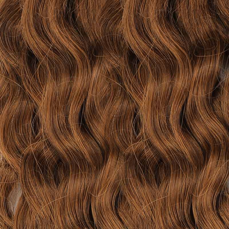 QVR Auburn Brown #30 Crochet Hair Water Wave Machine Made Feather Human Hair Extension