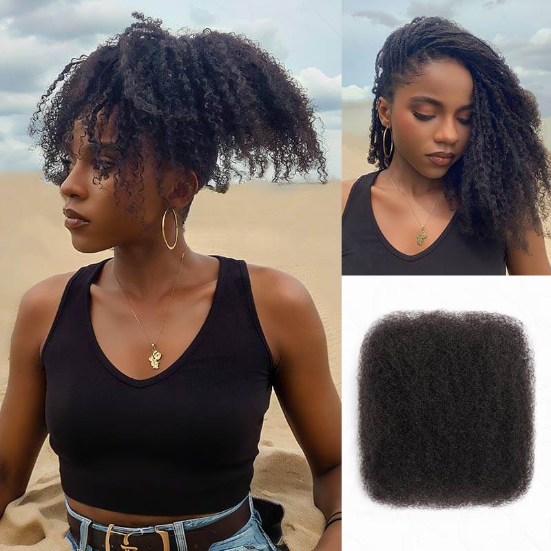 QVR No Short Hair Upgraded Afro Kinky Bulk Human Hair for Braiding & Mini Twists