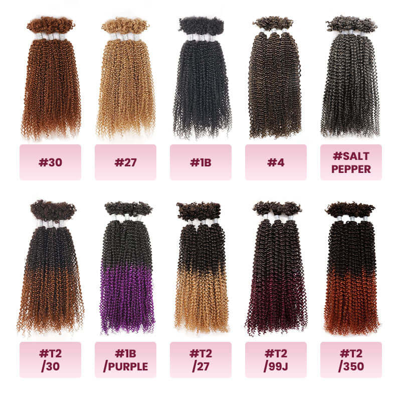 QVR Human Afro Kinky V Bulk Natural Curly Hair for Kinky Twist Crochet Braiding Hair