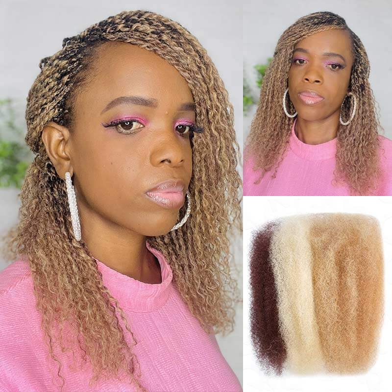 QVR Best Quality Kinky Twist Style 4 Packs Afro kinky Bulk Braiding Human Hair