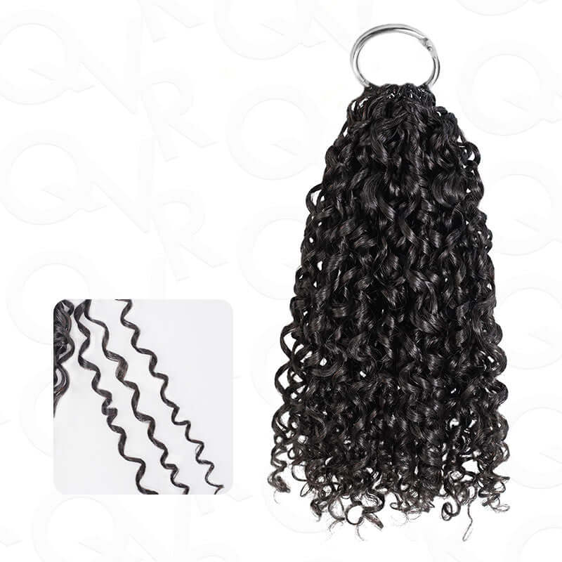 QVR Ramen Curl Crochet Hair Natural Black Machine Made Feather Crochet Human Hair Extension