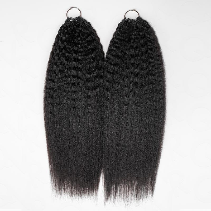 QVR Kinky Straight Crochet Hair Natural Black Machine Made Feather Human Hair Extension