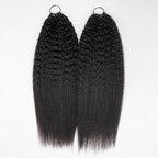 QVR Kinky Straight Crochet Hair Natural Black Machine Made Feather Human Hair Extension