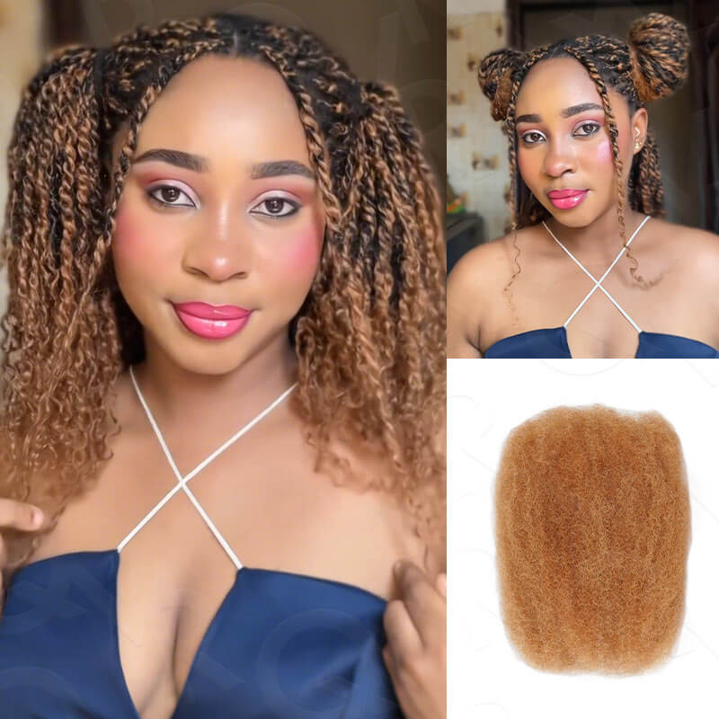 QVR Two Colors #P27/30 Afro Kinky Bulk Human Hair for Mini Twist Braiding Dreadlock