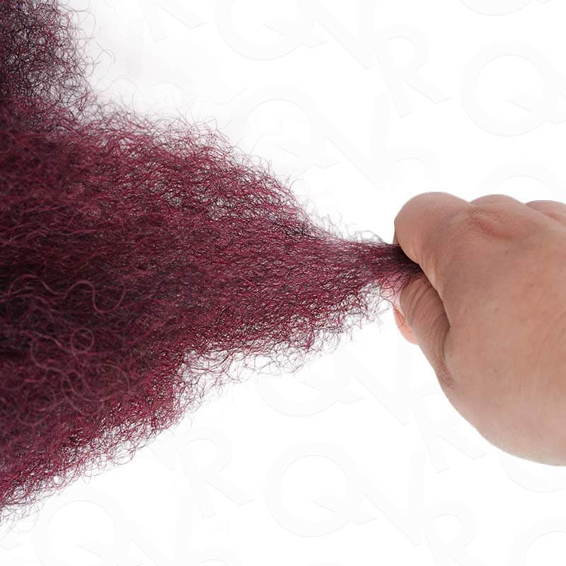 QVR Three Mix Colors Afro Kinky Bulk #1B/99J/Burgundy Human Hair For Braiding Dreadlock Hair