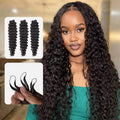 QVR Soft Deep Wave Feather Crochet Braid Natural Black Human Hair Extensions