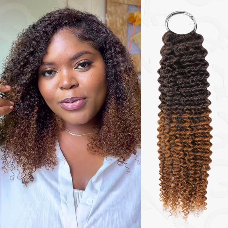 QVR Soft Feather Crochet Hair 3 Packs Small Kinky Curly Machine Made Human Hair Extension