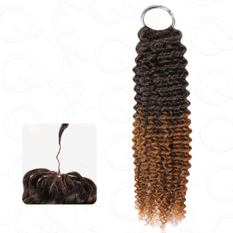 QVR Premium Chinese Hair Small Kinky Curly Virgin Human Crochet Hair Ombre #T2/30 Machine Made Feather Crochet Hairstyles