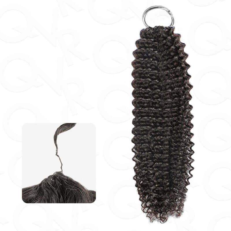 QVR Dark Brown #4 Crochet Hair Small Kinky Curly Machine Made Feather Human Hair Extension