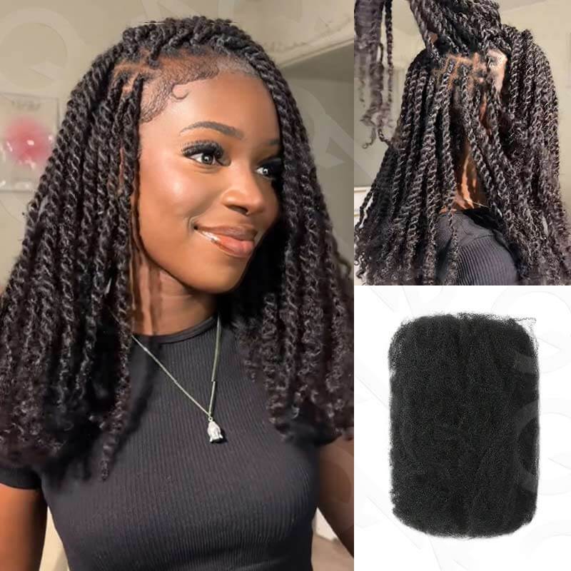 QVR Natural Black Afro kinky Bulk Hair Extensions For Braiding Dreadlock Human Hair