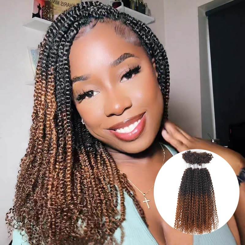 QVR Human Afro Kinky V Bulk Natural Curly Hair for Kinky Twist Crochet Braiding Hair