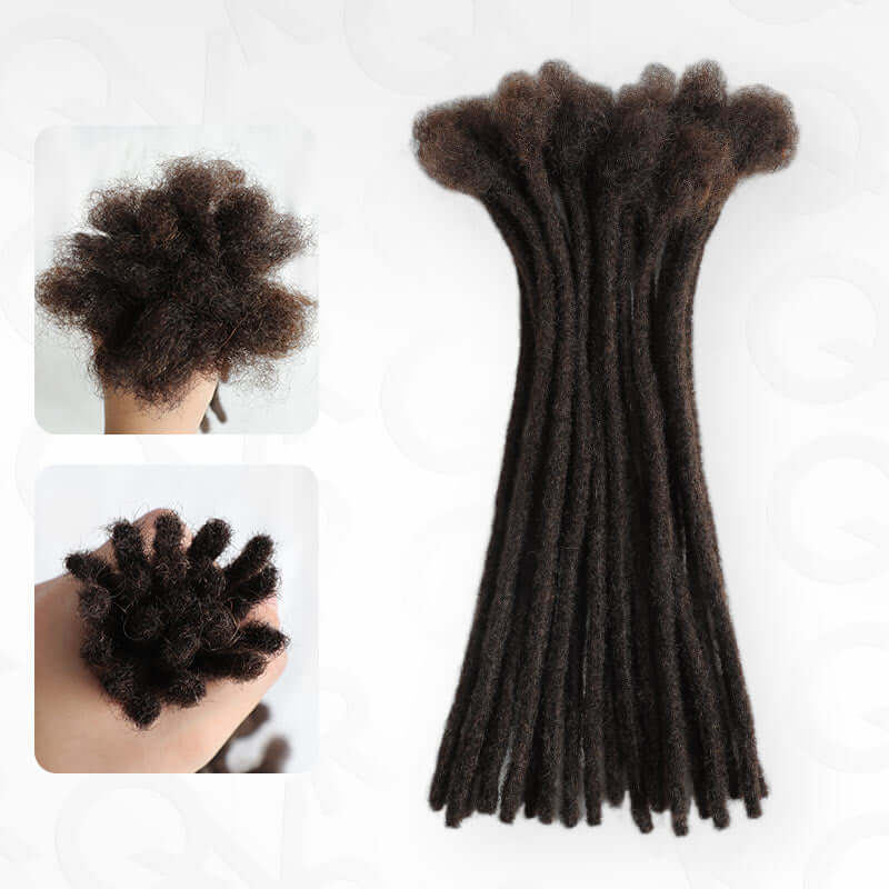 QVR Handmade Dreadlocks Natural Black Thickness 0.6cm Human Hair Loc Extensions