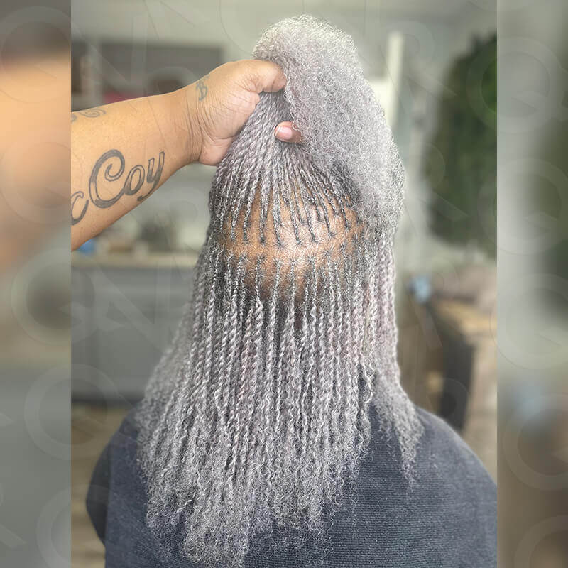 QVR Brazilian Grey Color Remy Hair Afro kinky Bulk Human Hair For Braiding Dreadlock Hair