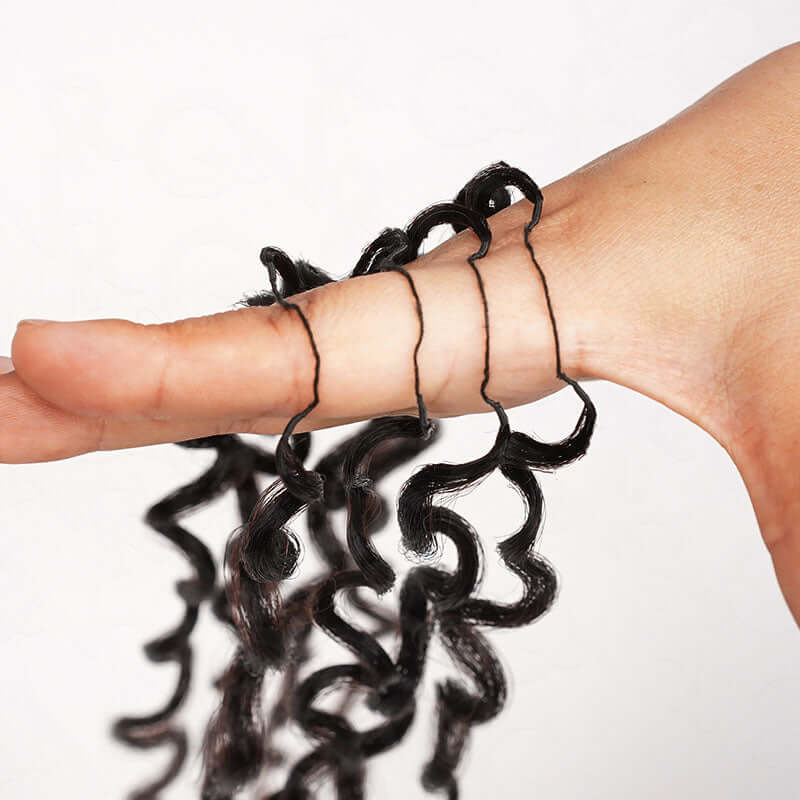 QVR Twist Curly Crochet Hair Natural Black Machine Made Feather Human Hair Extension