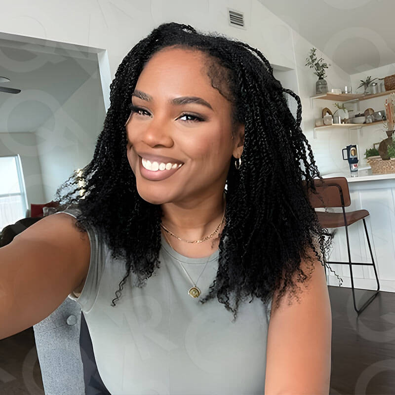 QVR Upgraded Kinky Bulk Natural Black hair 4a/3c Extensions