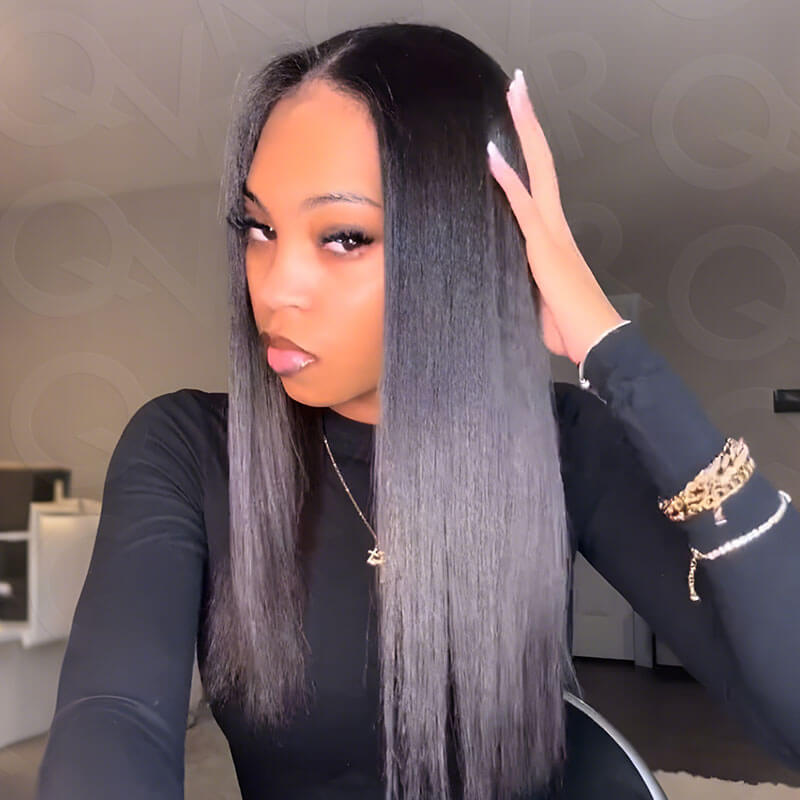 QVR Invisible 9PCS Weft Clip In Hair Extensions 5PCS Volumizer Natural Straight PU Clip In Human Hair