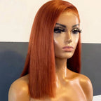 QVR Ginger Short Bob Wigs 4x4 13x4 Straight Human Hair Wig 180% Lace Front Orange Wigs