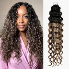 QVR Sun-Kissed Blonde Mixed Highlights Feather Crochet Human Hair Water Wave Miracle Knots Crochet Weave Hair Extensions
