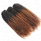 QVR Premium Chinese Hair Small Kinky Curly Virgin Human Crochet Hair Ombre #T1B/30 Machine Made Feather Crochet Hairstyles