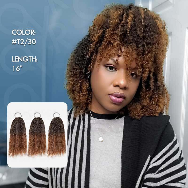 QVR #T2/30 Crochet Hair Afro Kinky Curly Machine Made Feather Human Hair Extension