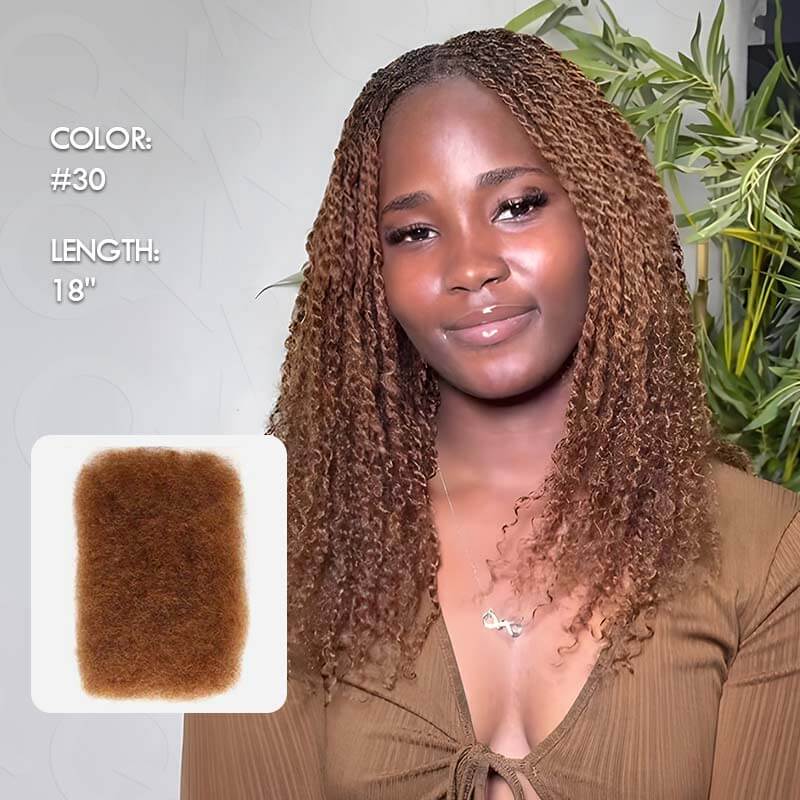 QVR Affordable Afro Kinky Bulk Human Hair Auburn Color For Braiding DreadLock