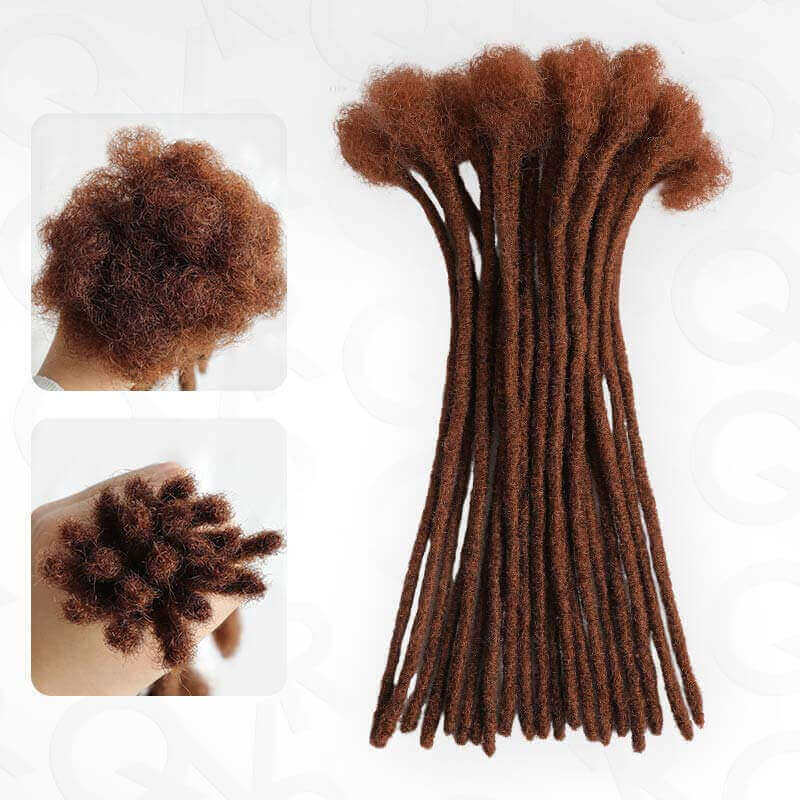 QVR Handmade Dreadlocks Natural Black Thickness 0.6cm Human Hair Loc Extensions