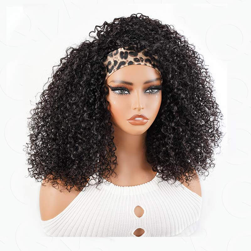 QVR Glueless Twist Curly Half Wig 250% Density Human Hair Wig Wear Go Flip Over Wig