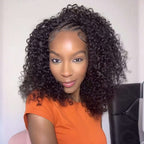 QVR Glueless Blonde Highlight Twist Curly Half Wig 250% Density Human Hair Wig #1B/27 Wear Go Flip Over Wig
