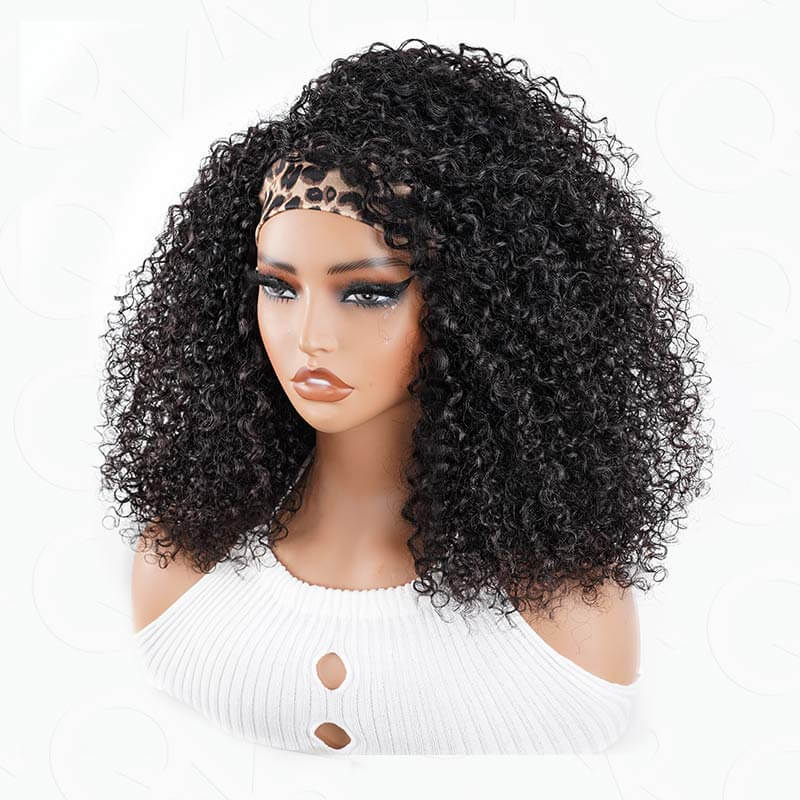 QVR Glueless Twist Curly Half Wig 250% Density Human Hair Wig Wear Go Flip Over Wig