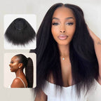 QVR Glueless Burmese Curly Half Wig 250% Density Human Hair Wig Wear Go Flip Over Wig