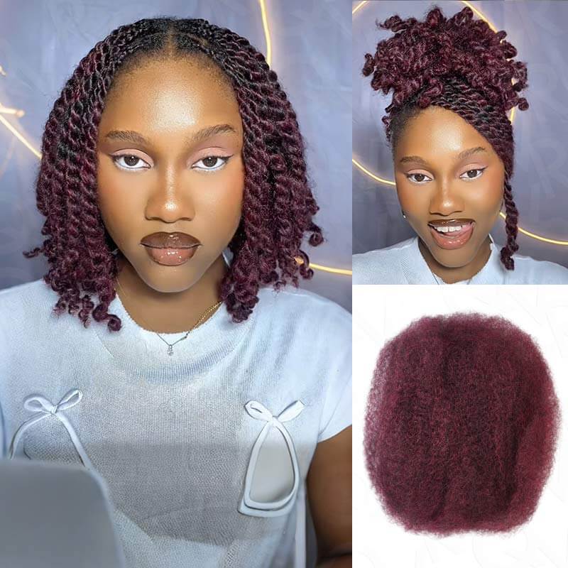 QVR Mixed Color #4/30 Afro Kinky Bulk Highlights #27/30 Human Hair