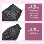 QVR Best 9PCS Weft Clip In Hair Extensions 5PCS Volumizer Ramen Curl Clip In Human Hair
