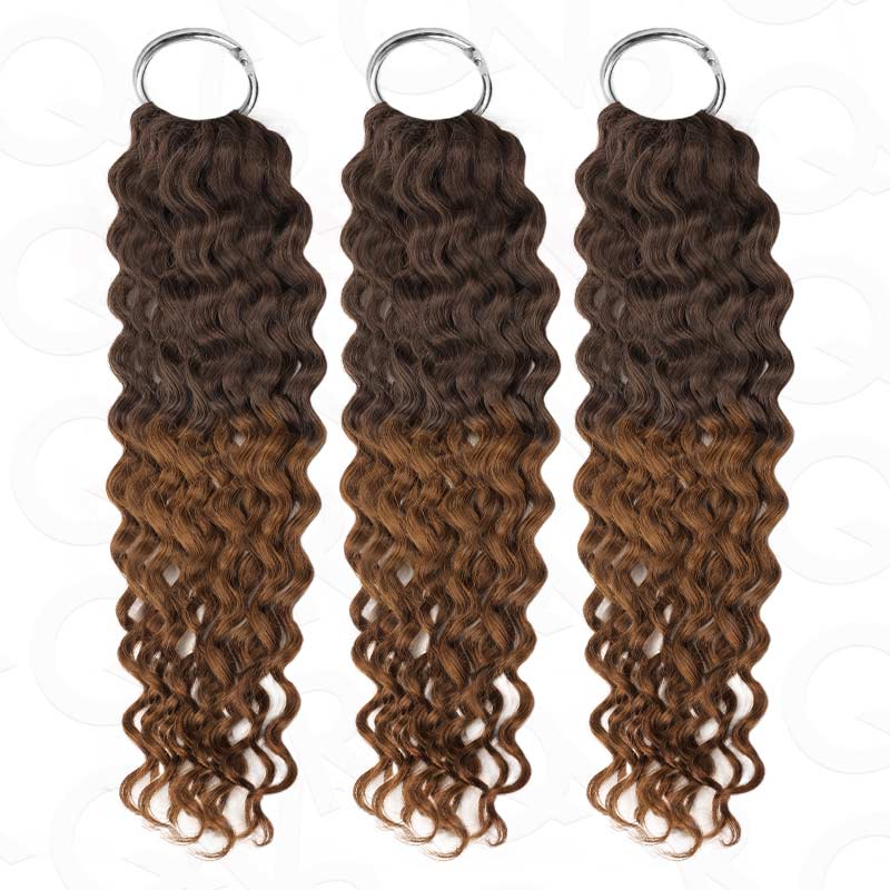 QVR Premium Chinese Hair Water Wave Virgin Human Crochet Hair Ombre #T2/30 Machine Made Feather Crochet Hairstyles