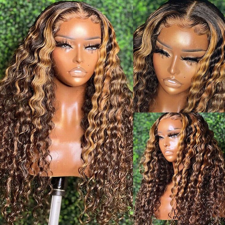 QVR Glueless Pre-cut 4x6 HD Lace Closure Human Hair Wigs Water Wave Piano Highlights Ombre Hair Wear and Go Wigs